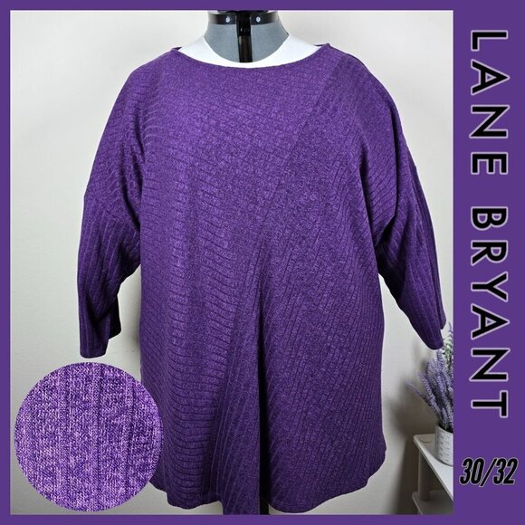 Lane Bryant Tops - Lane Bryant Purple Textured Tunic Sweater 30/32 (EUC)